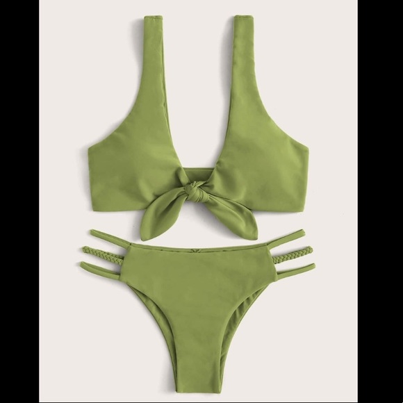 SHEIN - Knot Front Ladder Cutout Bikini Swimsuit - Picture 2 of 2
